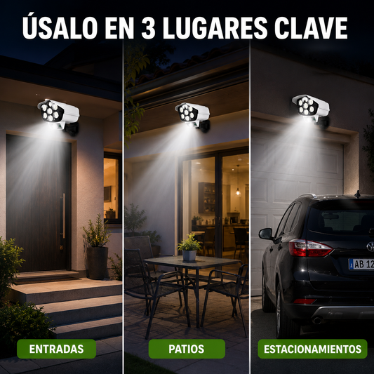 Foco Solar TIpo Cámara (Promoción 3x1) - Tu casa segura e iluminada