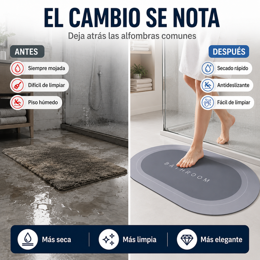 Alfombra de Baño Secado Rápido 2x1 🔥 Antideslizante y Fácil de Limpiar