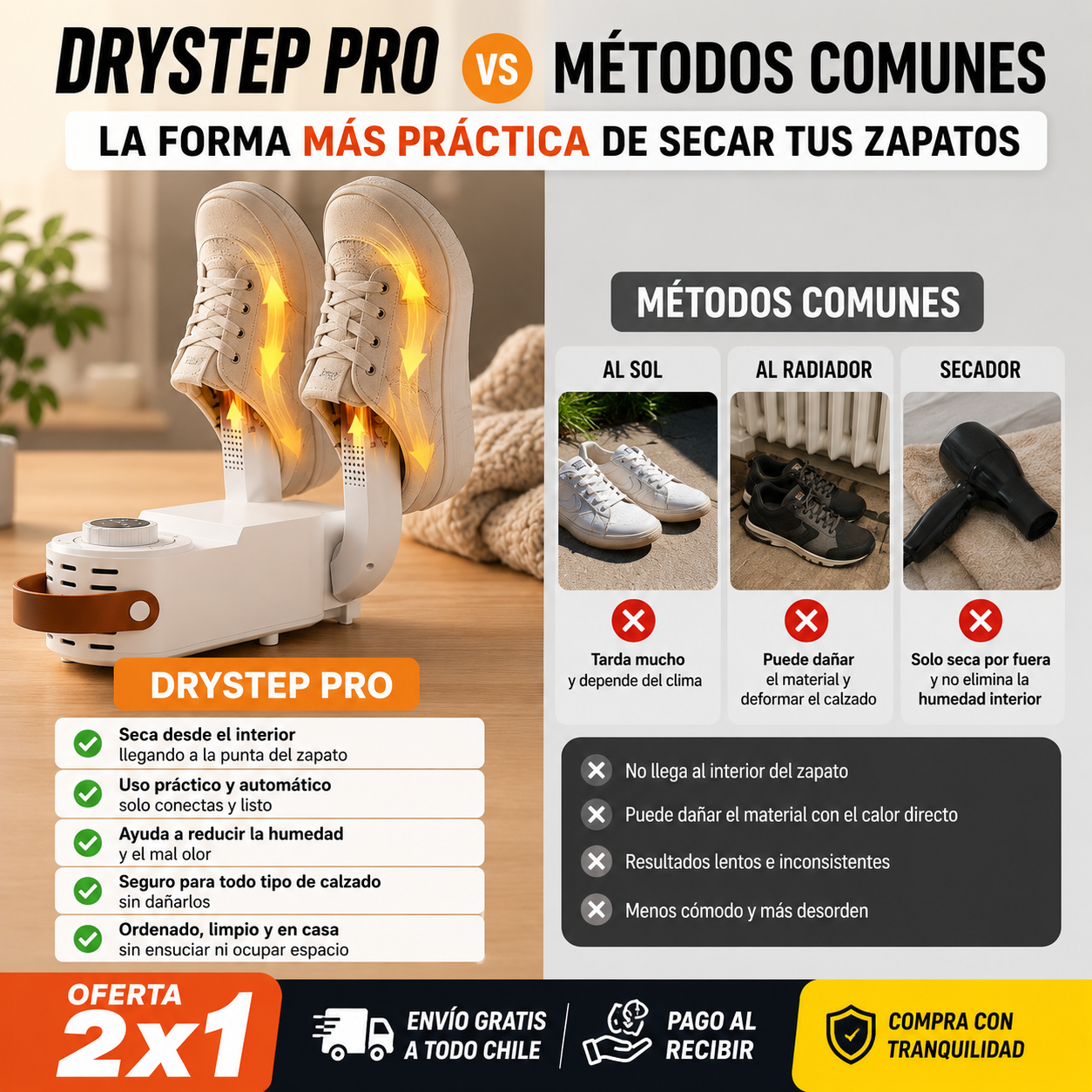 DryStep Pro – Secador de Zapatos Inteligente (Oferta 2x1)