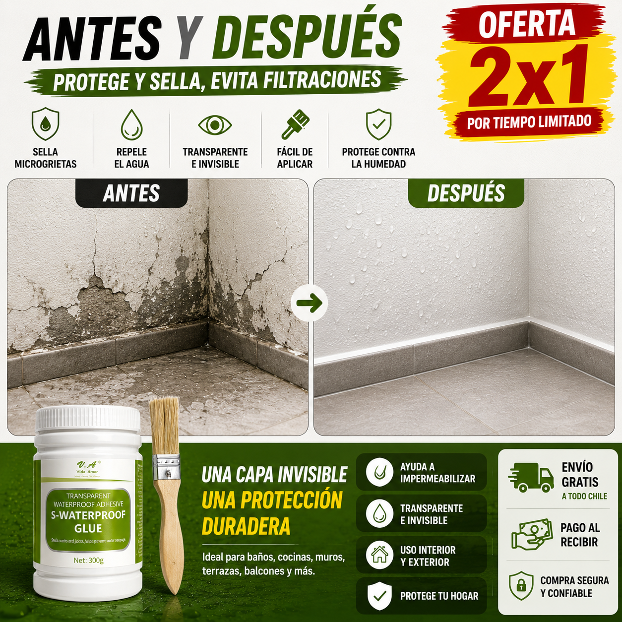 Sellador Impermeabilizante Invisible para Grietas y Humedad 💧