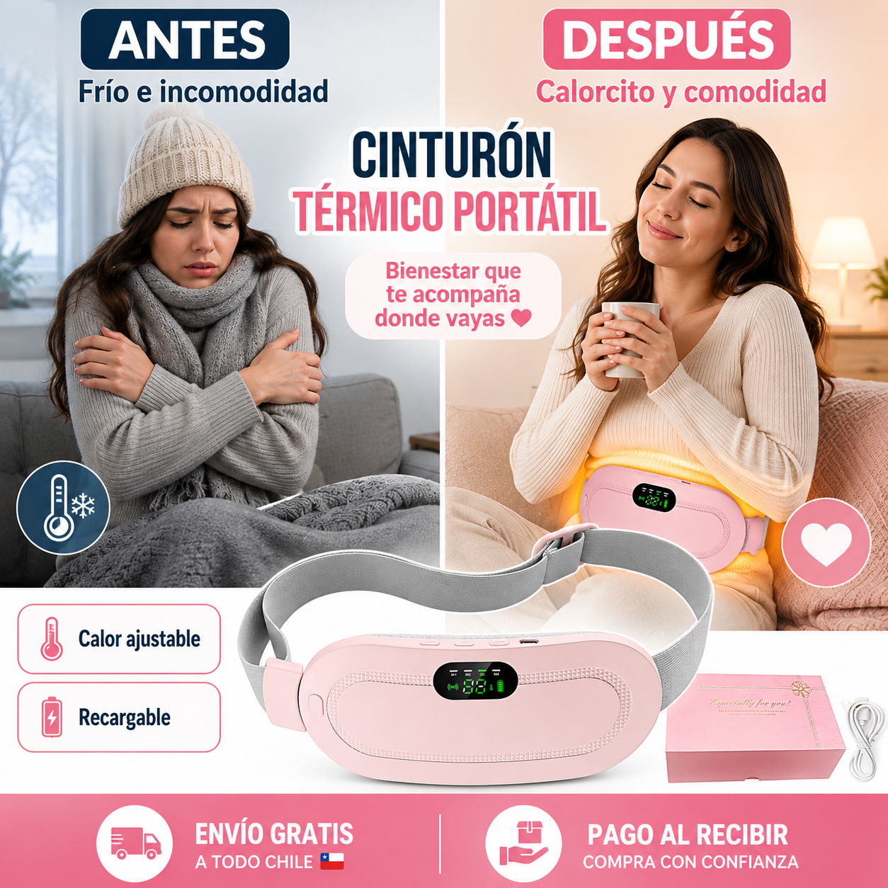 🔥 Cinturón Térmico Portátil Recargable