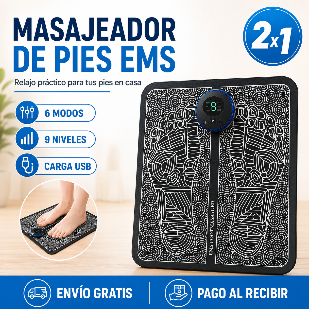 Masajeador de Pies EMS 2x1 – Relajo en Casa para Pies Cansados 🔥