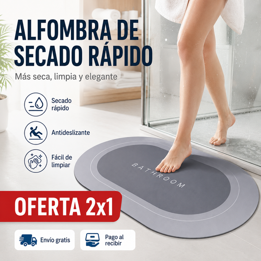 Alfombra de Baño Secado Rápido 2x1 🔥 Antideslizante y Fácil de Limpiar