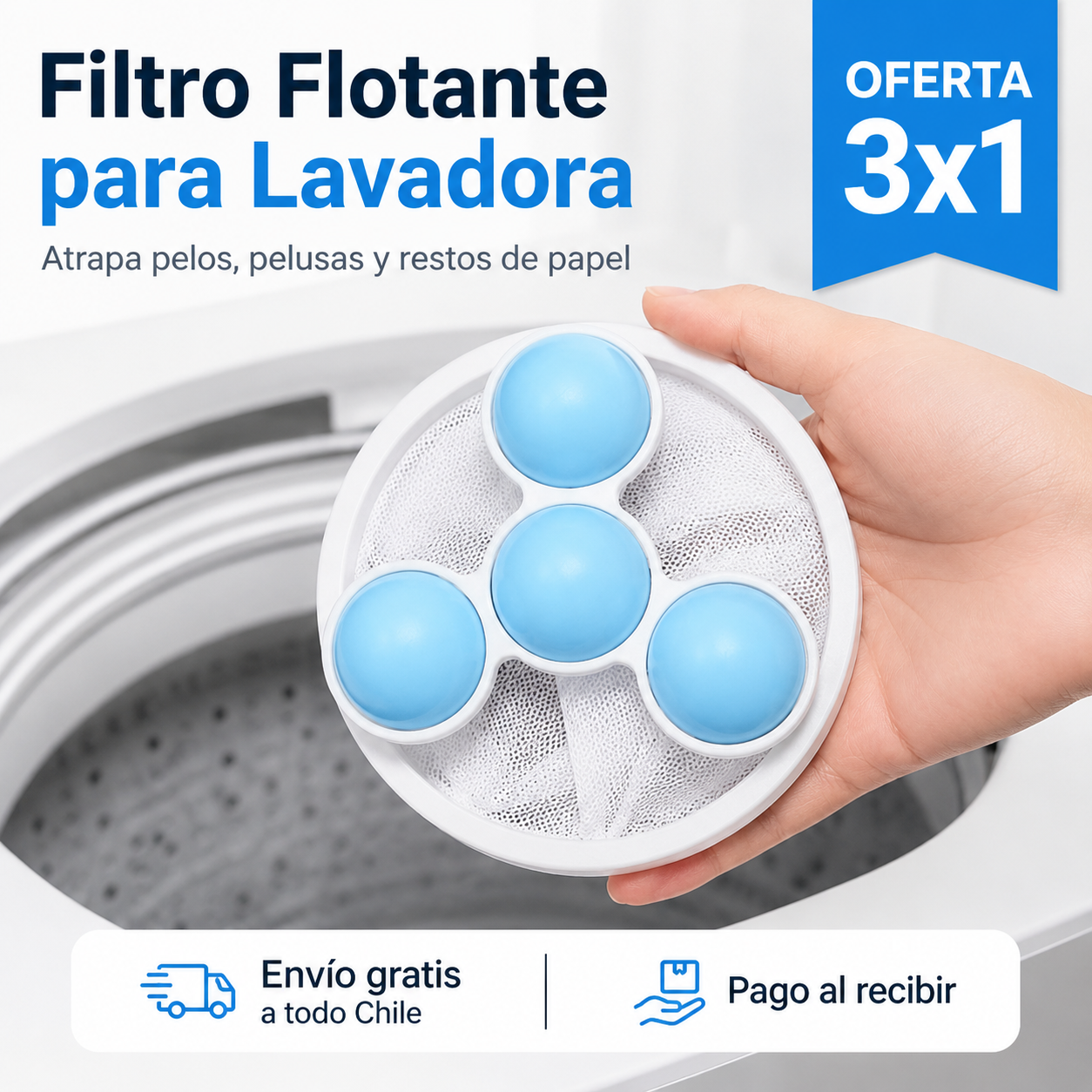 Filtro Flotante para Lavadora ¡Ofera 3x1! 🌀