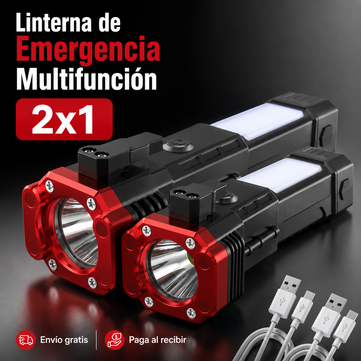 Linterna de Emergencia Multifunción – Oferta 2x1 🔦