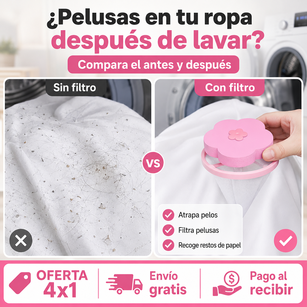 Filtro Flotante para Lavadora ¡Ofera 4x1! 🌀