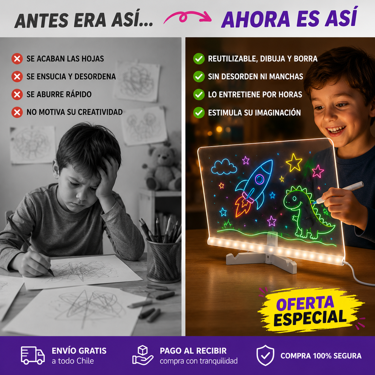 🎁 Pizarra LED WOWI: creatividad con luces para niños